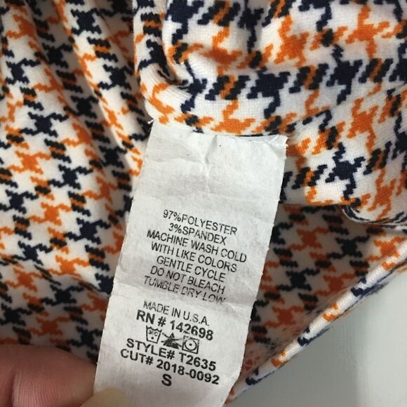 Diosa NWOT White|Black|Orange Houndstooth Square-Neck Cross-Back Crop Top Sz S - Picture 5 of 7